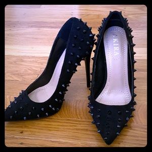 Black spike stilettos